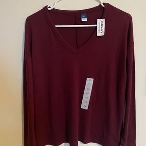 Maroon V-Neck Thin Sweater